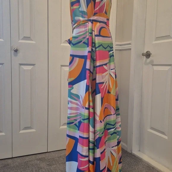 COLOURFUL MAXI STRAPLESS DRESS - Picture 4 of 4